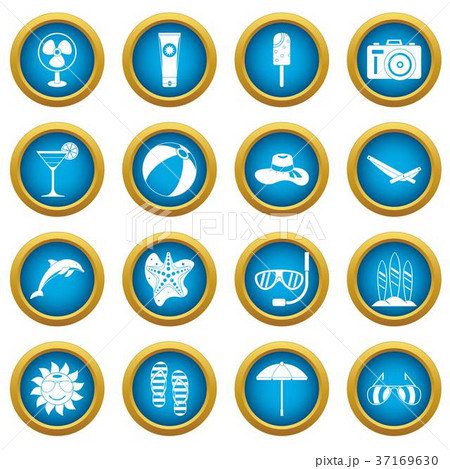 Summer rest icons blue circle set Summer rest icons blue circle set 37169630