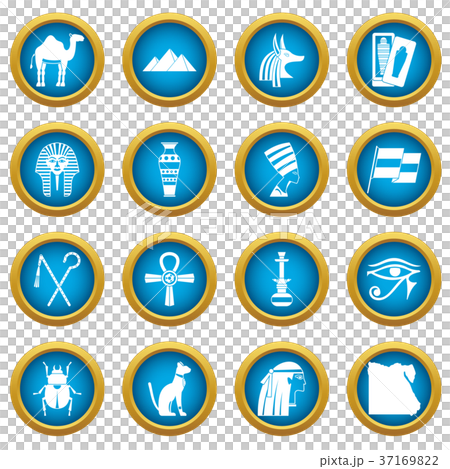 Egypt travel items icons blue circle set Egypt travel items icons blue circle set 37169822