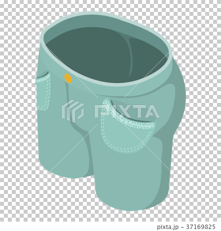 Gray green short jeans icon, isometric 3d style Gray green short jeans icon, isometric 3d style 37169825