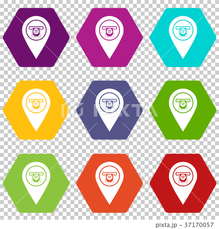 Cash terminal pointer icon set color hexahedron - Stock Illustration ...