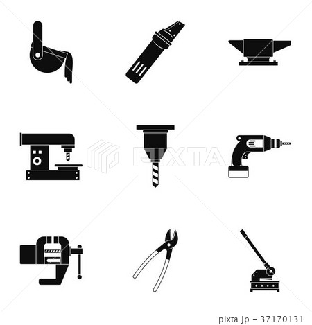 Metal processing industry icon set, simple style 37170131