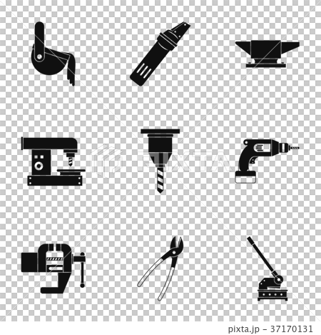 Metal processing industry icon set, simple style 37170131