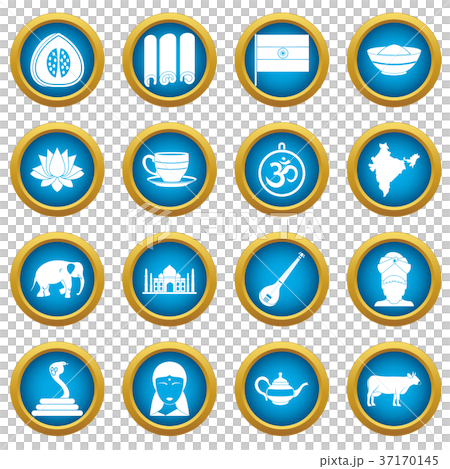 India travel icons blue circle set 37170145