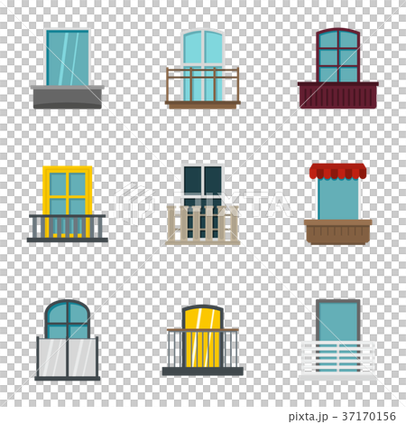Construction balcony icon set, flat style - Stock Illustration ...