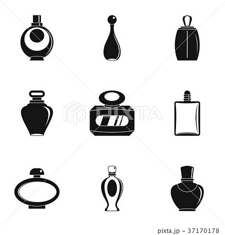 Perfume Bottle Shop Icon Set Simple Styleのイラスト素材