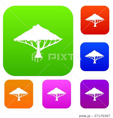 Tree with a spreading crown set collection Tree with a spreading crown set collection 37170367