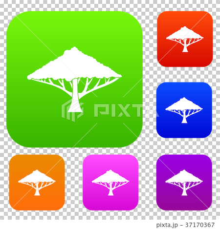 Tree with a spreading crown set collection Tree with a spreading crown set collection 37170367
