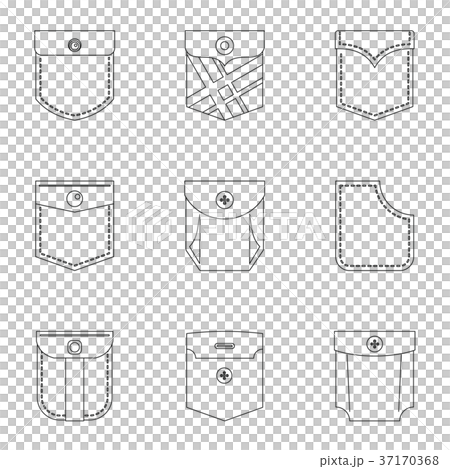 Pants pocket icon set, outline style Pants pocket icon set, outline style 37170368