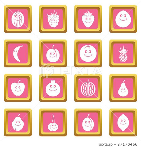 Smiling fruit icons pink 37170466