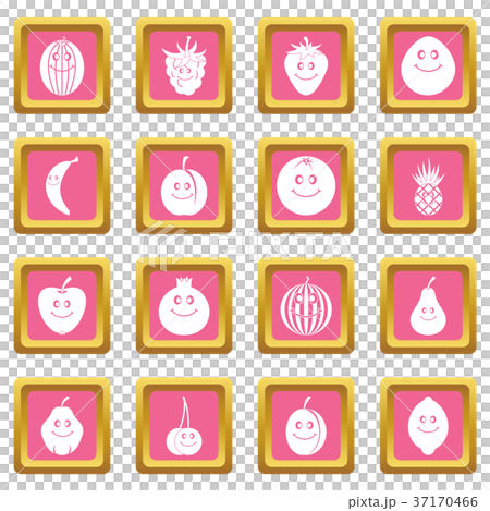 Smiling fruit icons pink 37170466