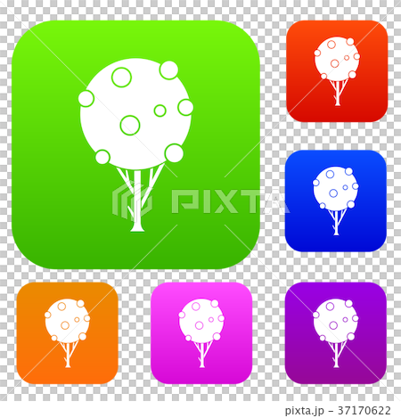 Tree with fruits set collection 37170622