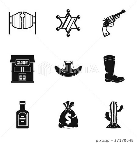 American cowboy icon set, simple style American cowboy icon set, simple style 37170649