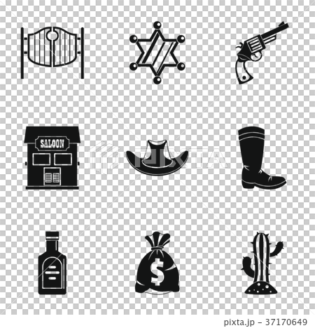 American cowboy icon set, simple style American cowboy icon set, simple style 37170649