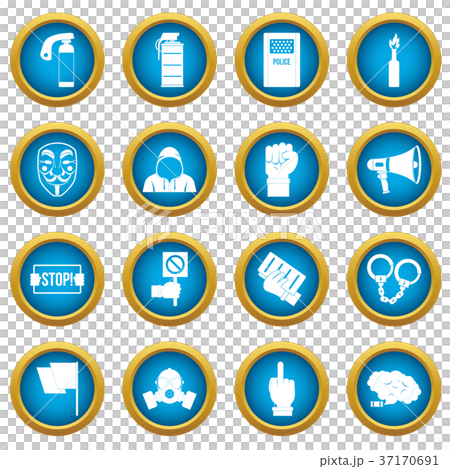 Protest icons blue circle set 37170691