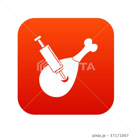 Syringe being injected to a piece of meat icon digital red 37171007