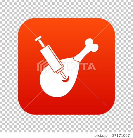 Syringe being injected to a piece of meat icon digital red 37171007