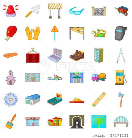 Wheelbarrow icons set, cartoon style Wheelbarrow icons set, cartoon style 37171131