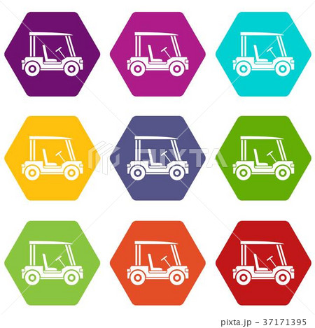 Golf club vehicle icon set color hexahedron 37171395