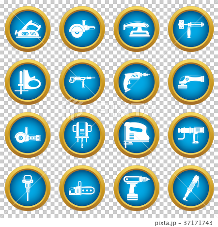 Electric tools icons blue circle set 37171743