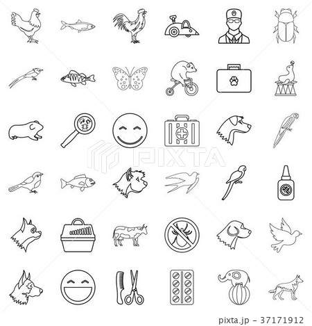Parrot icons set, outline style Parrot icons set, outline style 37171912