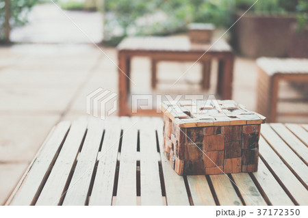 tissue box wood table and chair in cafe cafeteria. restaurant interior tissue box wood table and chair in cafe cafeteria. restaurant interior 37172350