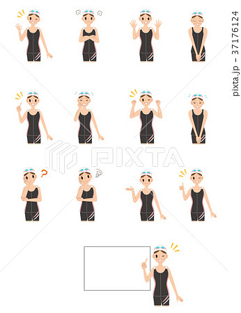 水着の女性・ホワイトボード 37176124