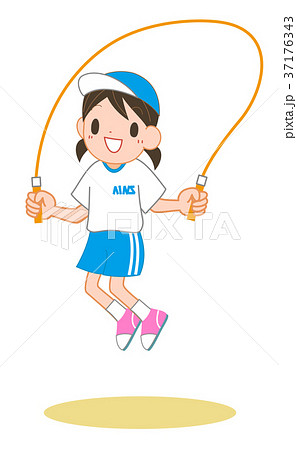 縄跳びをする女の子のイラスト素材 37176343 Pixta