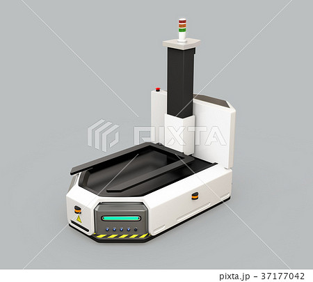 グレイ背景にある無人搬送車agvのイメージ スマート工場のコンセプトのイラスト素材