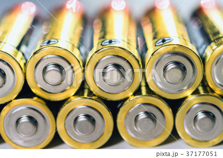 close up group of alkaline AA battery energy  37177051