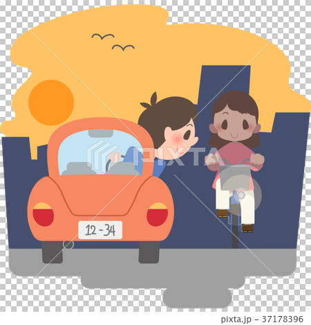 ライトが付いている自転車のイラスト素材