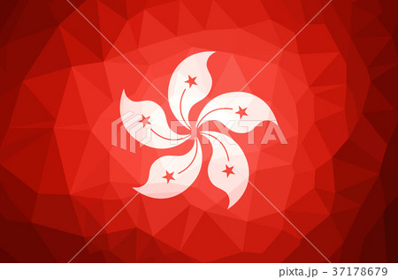 Hong Kong Flag Abstract polygon background. 37178679