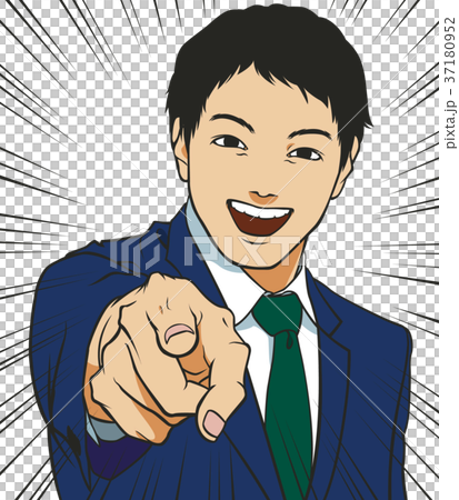 指向手指正確答案濃度線的工人 指向手指正確答案濃度線的工人 37180952