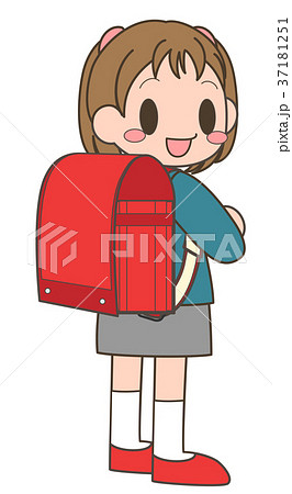 ランドセルをしょった女の子のイラスト素材 ランドセルをしょった女の子のイラスト素材