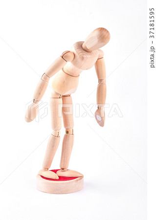 Human wooden dummy bending down. Human wooden dummy bending down. 37181595