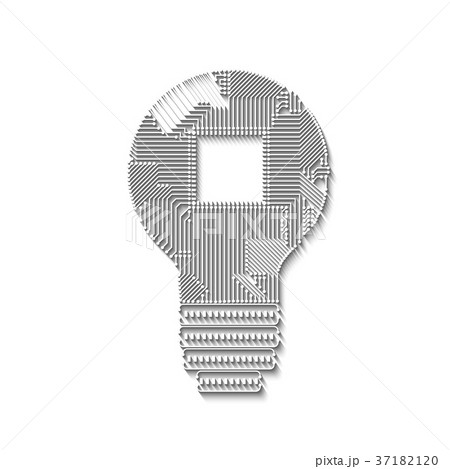 Light bulb idea icon with circuit board inside Light bulb idea icon with circuit board inside 37182120