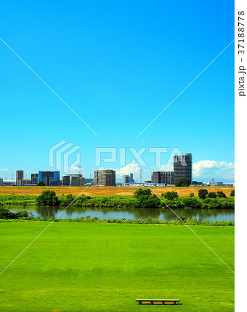 秋の平日の河川敷風景 秋の平日の河川敷風景 37188778