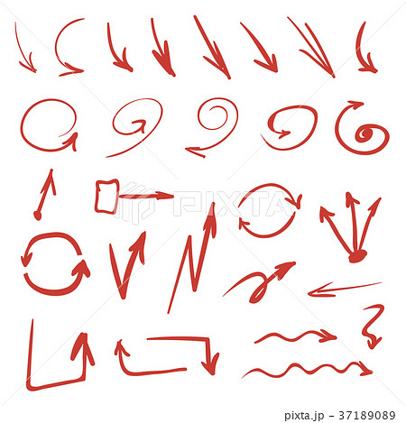 Red Hand Drawn Arrows 37189089