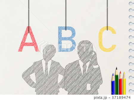 ノートに描いたABCの文字と考える人 37189474