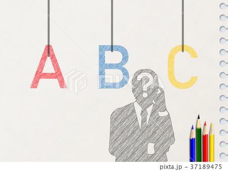 ノートに描いたABCの文字と考える人 ノートに描いたABCの文字と考える人 37189475