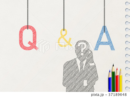 ノートに描いた考える人とQ&Aの文字 ノートに描いた考える人とQ&Aの文字 37189648