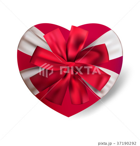 Vector realistic red heart shape gift box isolated 37190292