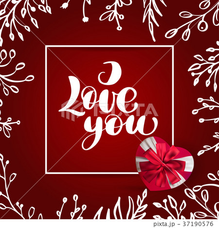 Card valentine I Love You Vector Lettering stylish 37190576