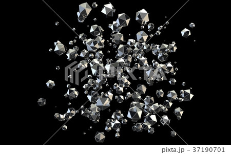 Falling 3D diamonds on black background 37190701