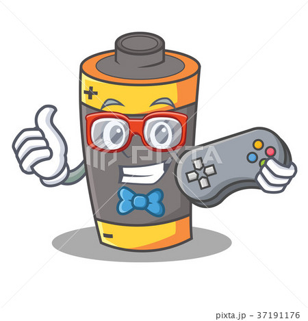 Gamer battery mascot cartoon style 37191176
