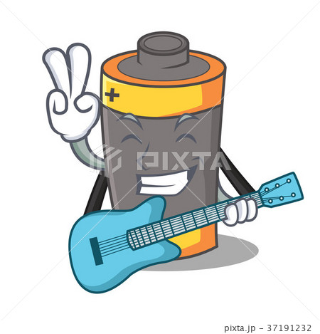 With guitar battery mascot cartoon style With guitar battery mascot cartoon style 37191232
