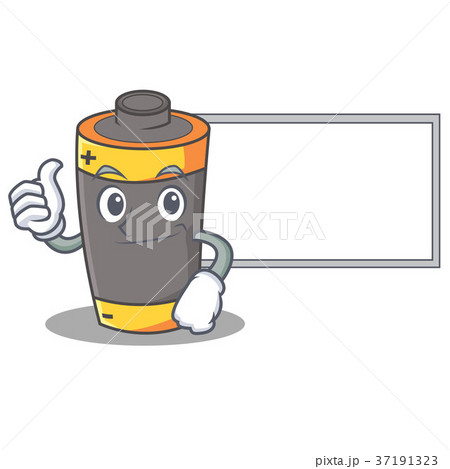 Thumbs up with board battery character cartoon 37191323