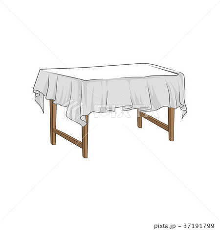 Empty square wooden table with tablecloth handのイラスト素材