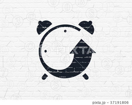 Timeline concept: Alarm Clock on wall background 37191806