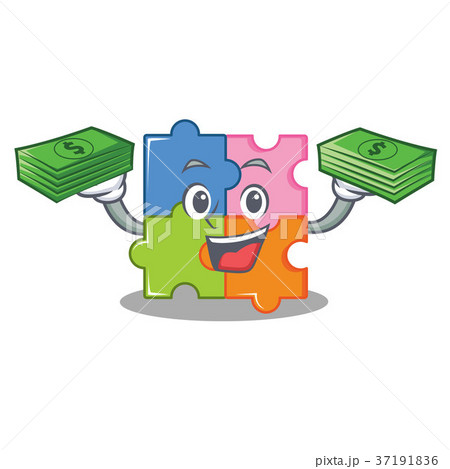 With money puzzle mascot cartoon style 37191836