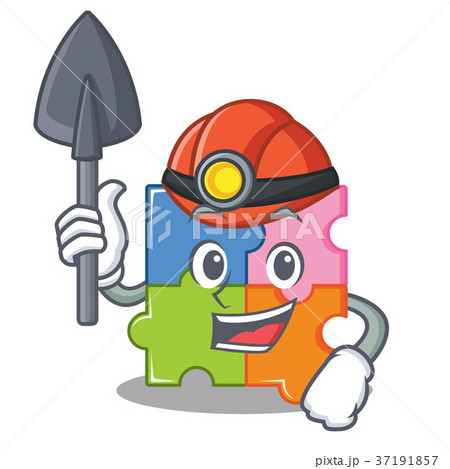 Miner puzzle mascot cartoon style Miner puzzle mascot cartoon style 37191857